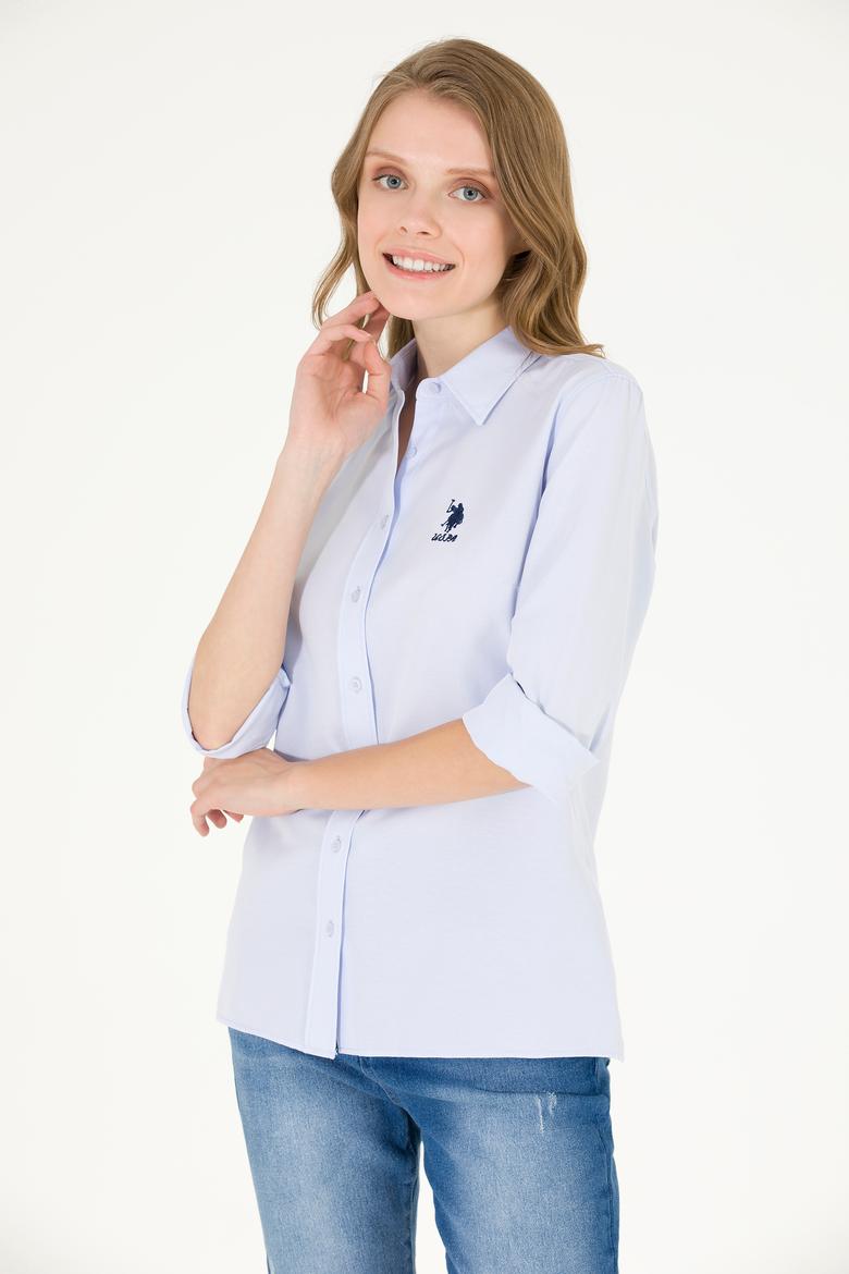 Kadın Açık Mavi Uzun Kollu Basic Gömlek - 50262887011