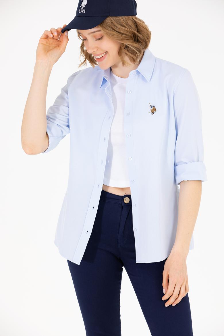 Kadın Açık Mavi Uzun Kollu Basic Gömlek