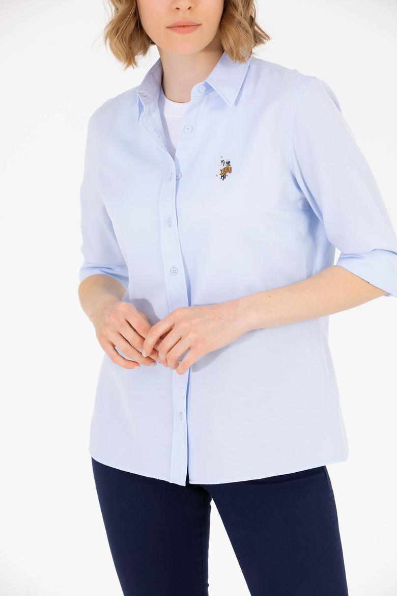 Kadın Açık Mavi Uzun Kollu Basic Gömlek - 50262888012