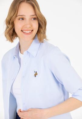 Kadın Açık Mavi Uzun Kollu Basic Gömlek - 50262888012