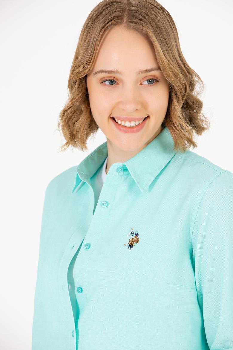 Kadın Mint Uzun Kollu Basic Gömlek - 50262888027