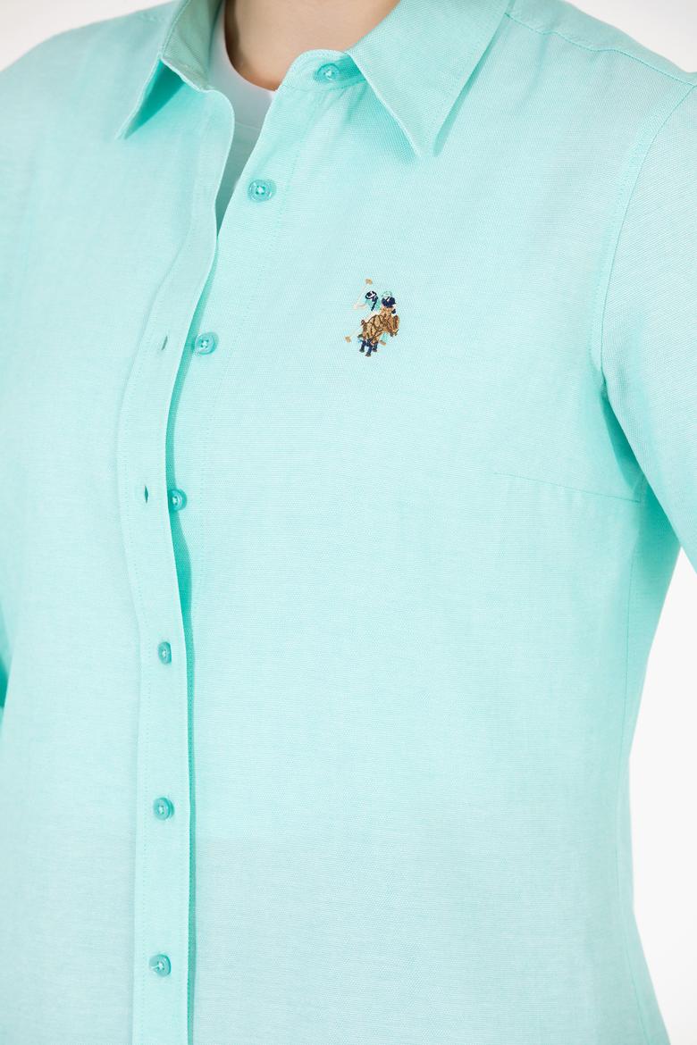 Kadın Mint Uzun Kollu Basic Gömlek - 50262888027