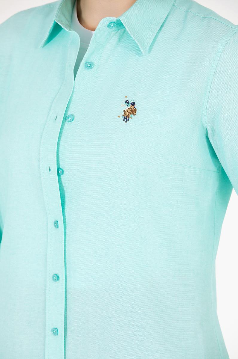 Kadın Mint Uzun Kollu Basic Gömlek