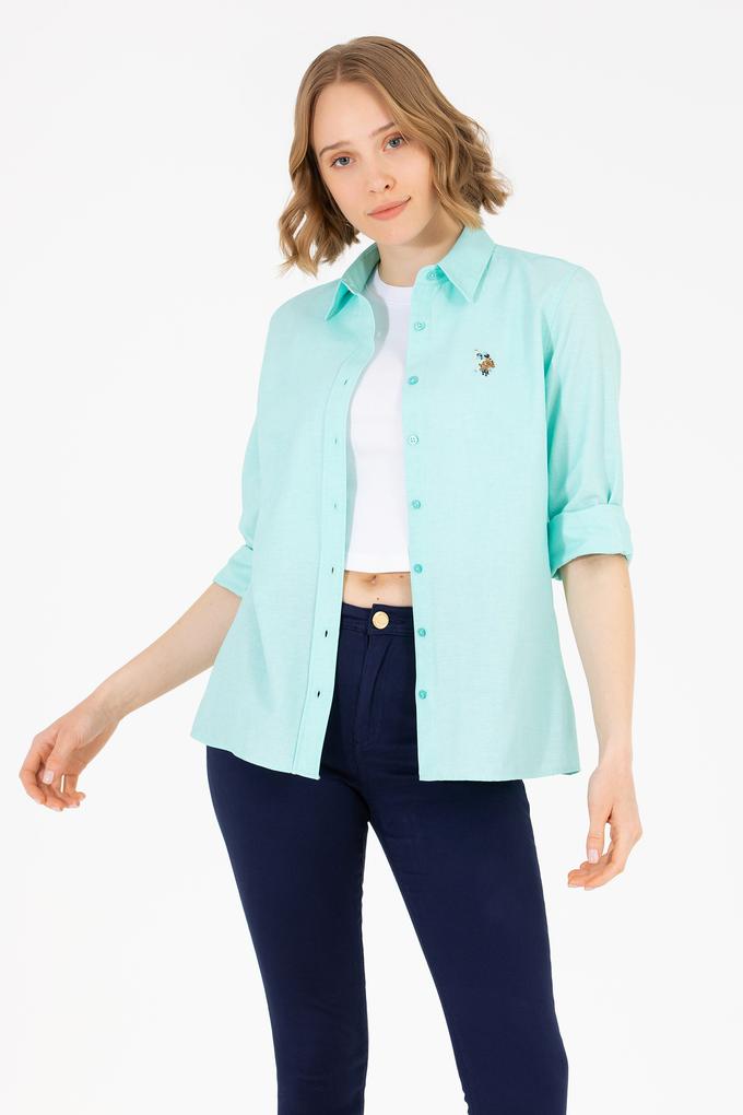 Kadın Mint Uzun Kollu Basic Gömlek