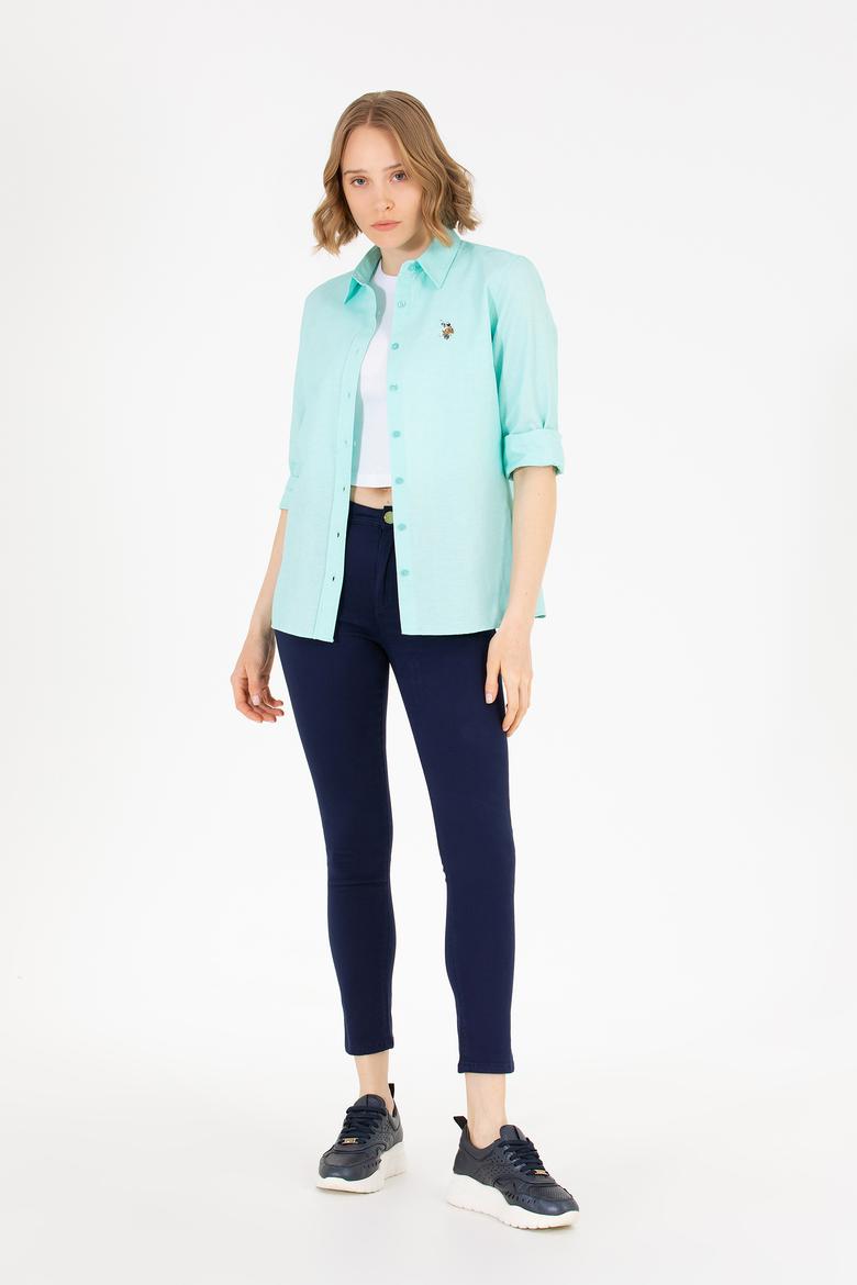 Kadın Mint Uzun Kollu Basic Gömlek - 50262888027