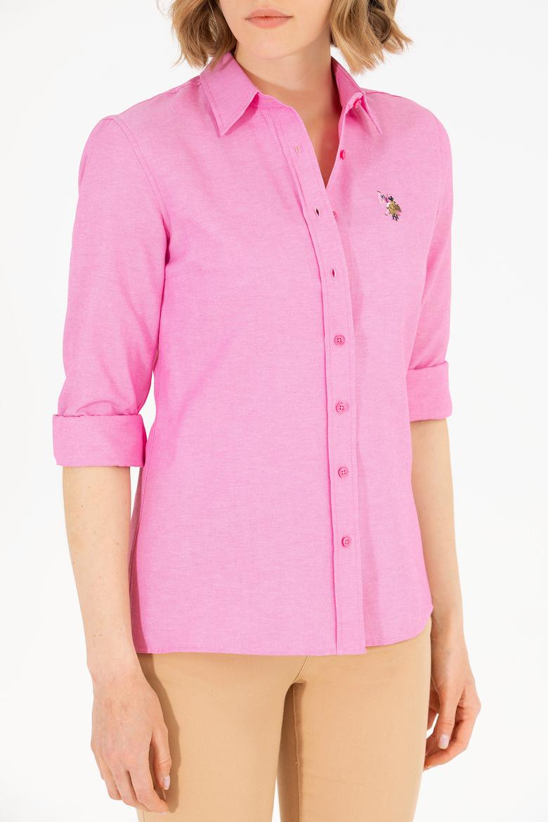 Kadın Pembe Uzun Kollu Basic Gömlek - 50262888061