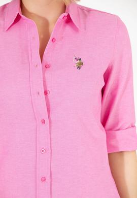 Kadın Pembe Uzun Kollu Basic Gömlek - 50262888061