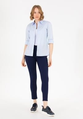 Kadın Açık Mavi Uzun Kollu Basic Gömlek - 50262946018