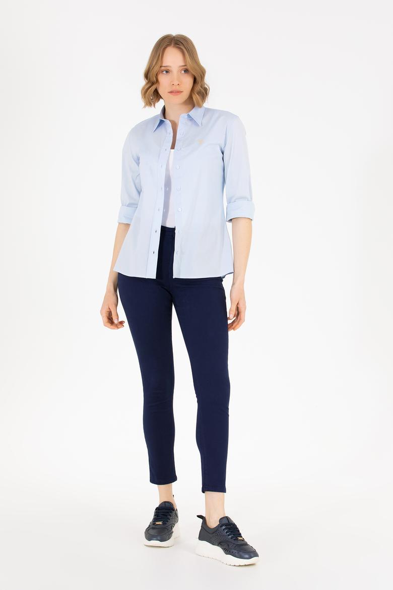 Kadın Açık Mavi Uzun Kollu Basic Gömlek - 50262946018