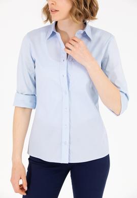 Kadın Açık Mavi Uzun Kollu Basic Gömlek - 50262946018