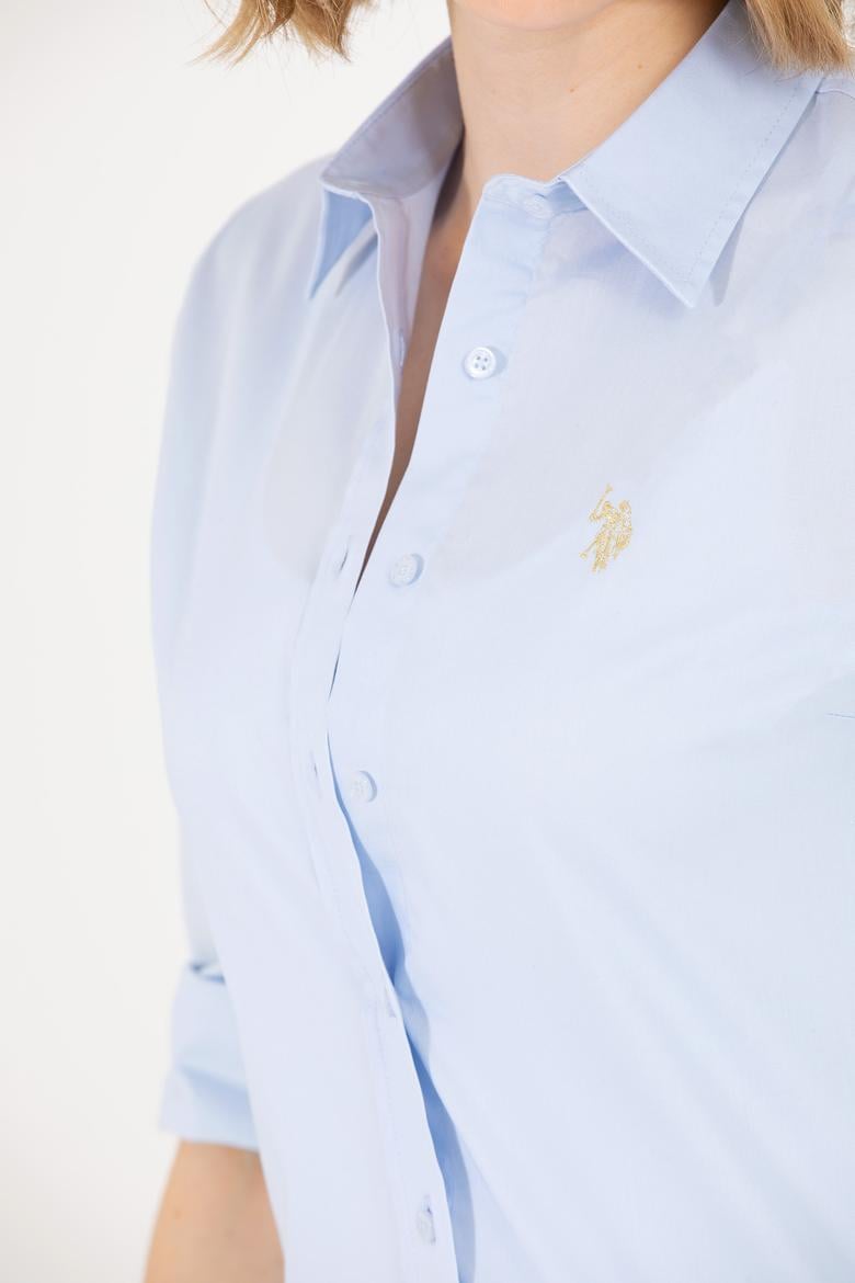 Kadın Açık Mavi Uzun Kollu Basic Gömlek - 50262946018