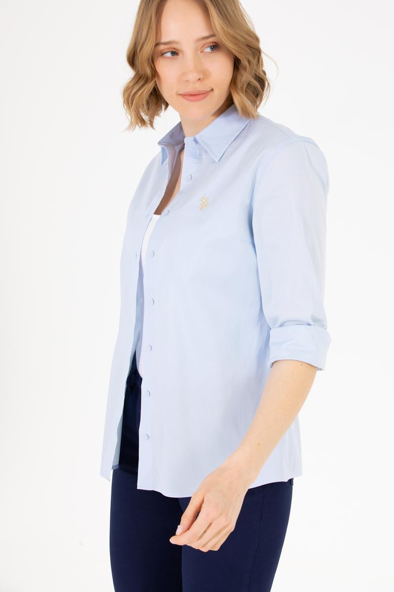 Kadın Açık Mavi Uzun Kollu Basic Gömlek - 50262946018