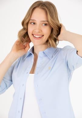 Kadın Açık Mavi Uzun Kollu Basic Gömlek - 50262946018
