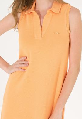 Kadın Turuncu Polo Yaka Örme Elbise - 50263593013