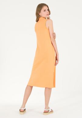 Kadın Turuncu Polo Yaka Örme Elbise - 50263593013