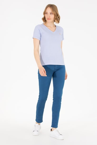 Kadın Açık Mavi Toothpick Fit Jean Pantolon