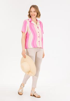 Kadın Pembe Kısa Kollu Gömlek - 50267554012