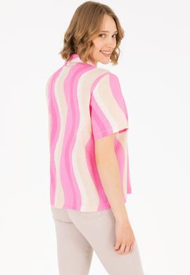 Kadın Pembe Kısa Kollu Gömlek - 50267554012