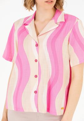 Kadın Pembe Kısa Kollu Gömlek - 50267554012