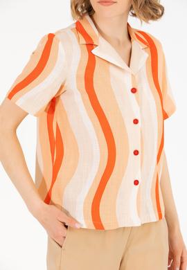 Kadın Kırmızı Kısa Kollu Gömlek - 50267554019