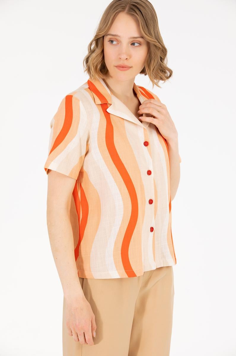 Kadın Kırmızı Kısa Kollu Gömlek