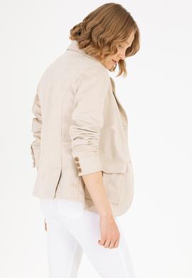 Kadın Ekru Deri Ceket - 50269000004