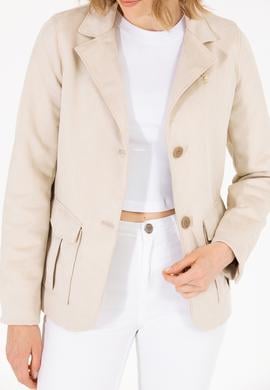 Kadın Ekru Deri Ceket - 50269000004