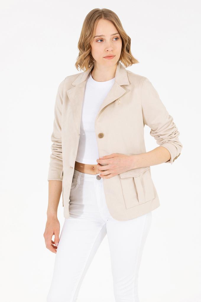 Kadın Ekru Deri Ceket