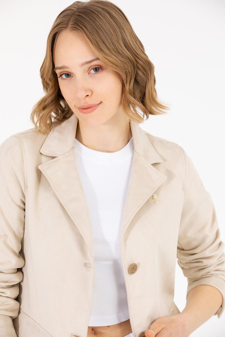 Kadın Ekru Deri Ceket - 50269000004