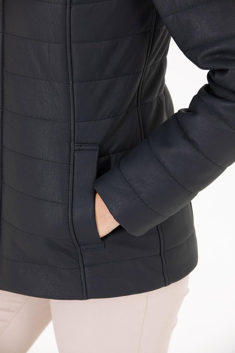 Kadın Lacivert Deri Ceket - 50269051021