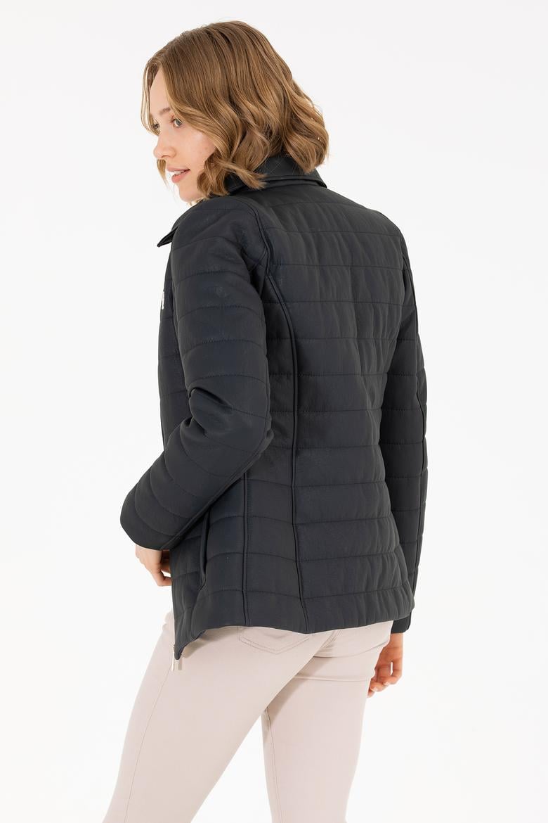 Kadın Lacivert Deri Ceket - 50269051021