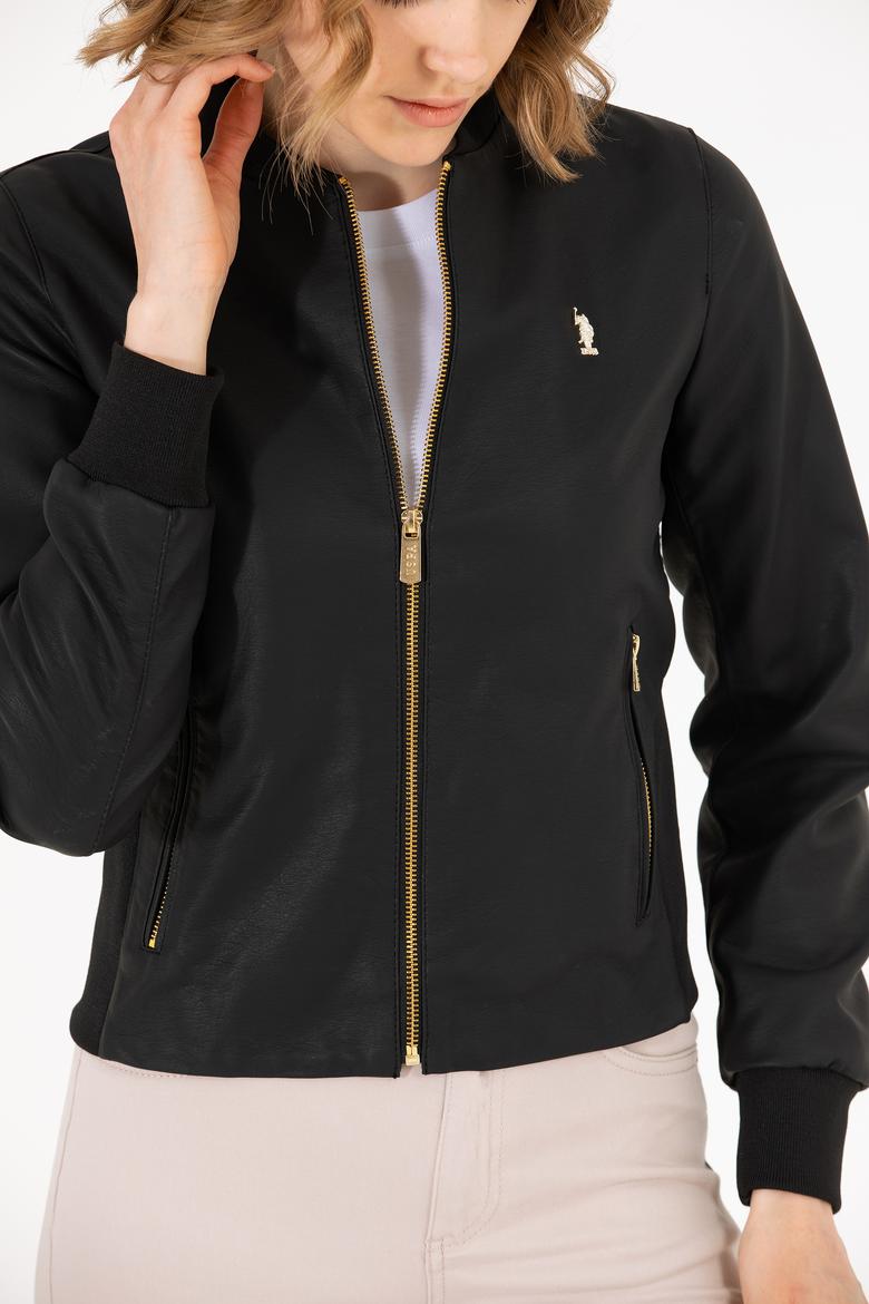 Kadın Siyah Deri Ceket - 50269376012