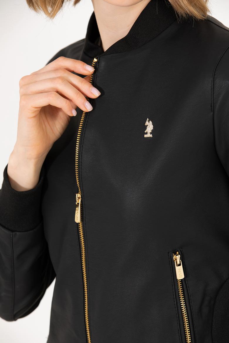 Kadın Siyah Deri Ceket - 50269376012