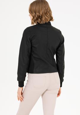 Kadın Siyah Deri Ceket - 50269376012