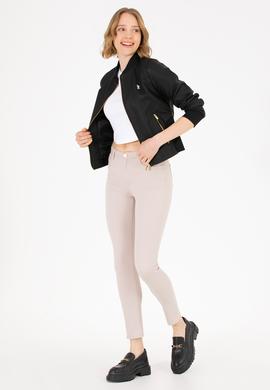 Kadın Siyah Deri Ceket - 50269376012