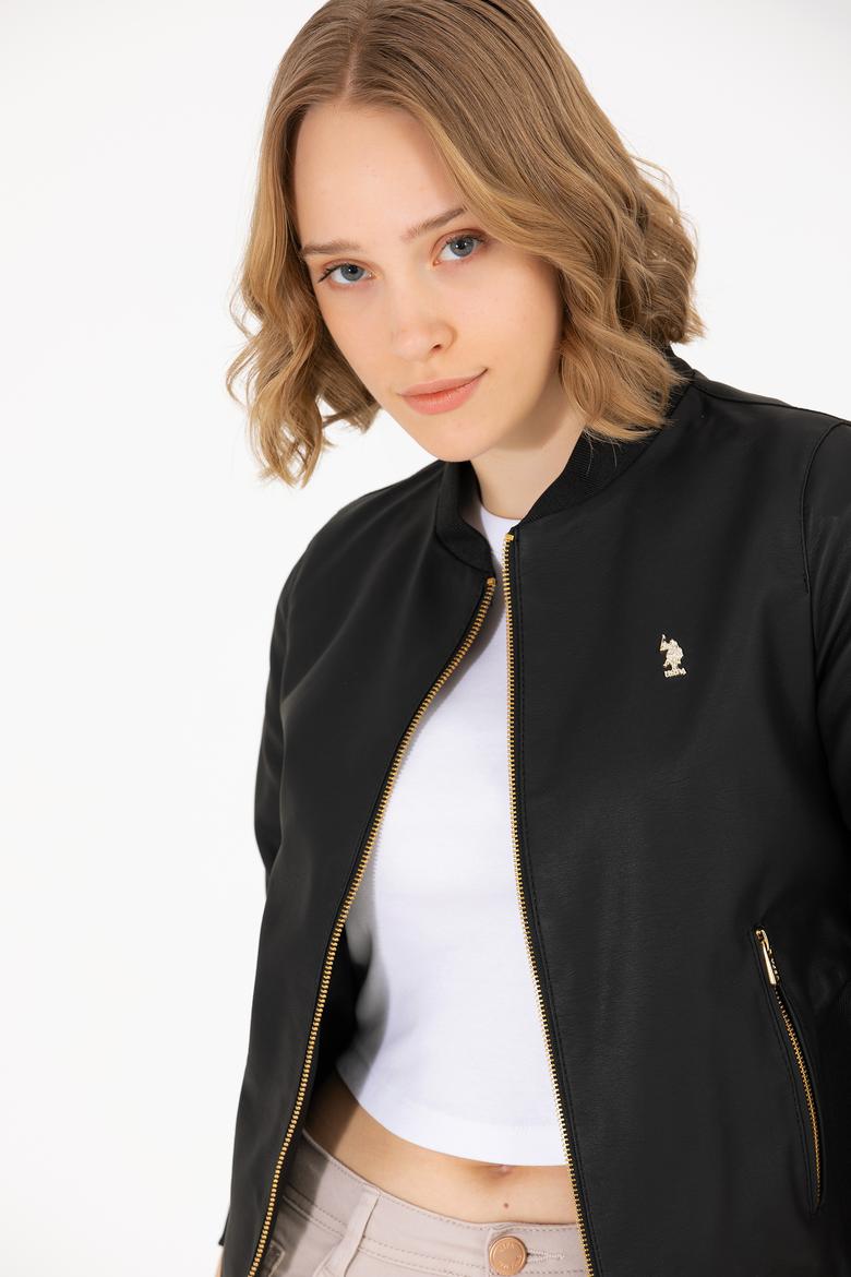 Kadın Siyah Deri Ceket - 50269376012