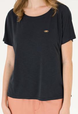 Kadın Siyah Bisiklet Yaka Tişört - 50270121029