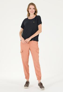 Kadın Siyah Bisiklet Yaka Tişört - 50270121029