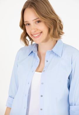 Kadın Açık Mavi Uzun Kollu Basic Gömlek - 50270992030
