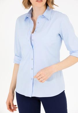Kadın Açık Mavi Uzun Kollu Basic Gömlek - 50270992030