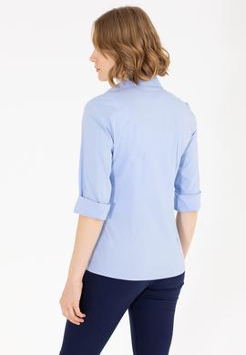 Kadın Mavi Uzun Kollu Basic Gömlek - 50270992115