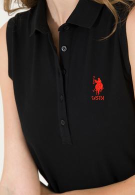 Kadın Siyah Polo Yaka Örme Elbise - 50271554004