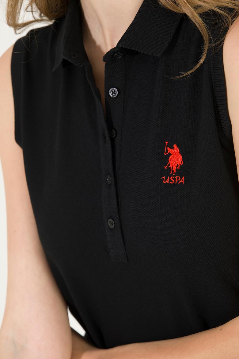 Kadın Siyah Polo Yaka Örme Elbise - 50271554004