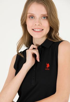 Kadın Siyah Polo Yaka Örme Elbise - 50271554004