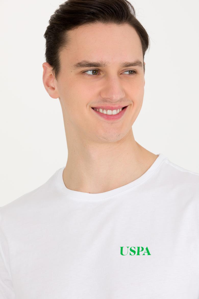 Erkek Beyaz Bisiklet Yaka Tişört - 50264978008