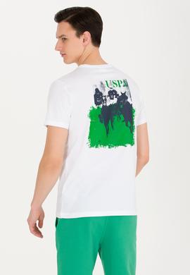 Erkek Beyaz Bisiklet Yaka Tişört - 50264978008