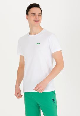 Erkek Beyaz Bisiklet Yaka Tişört - 50264978008