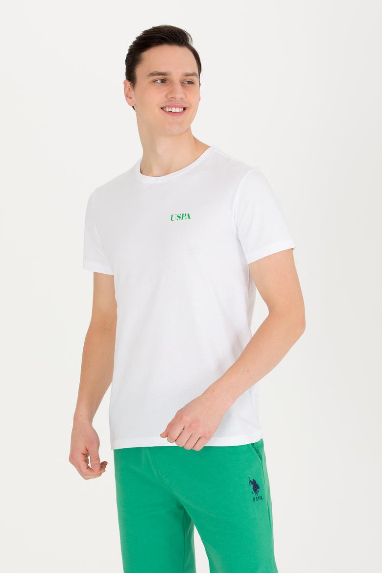 Erkek Beyaz Bisiklet Yaka Tişört - 50264978008