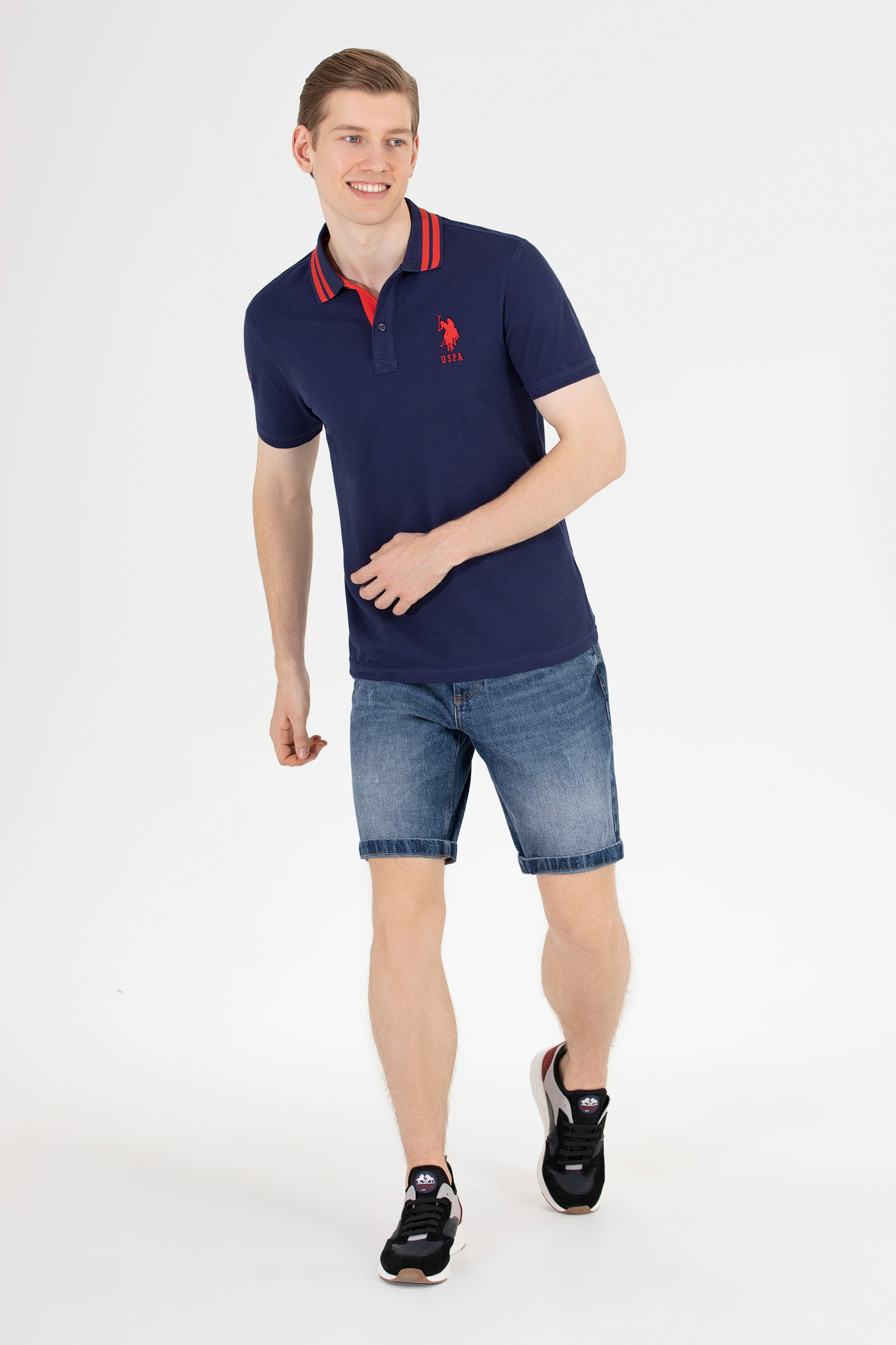 Erkek Lacivert Basic Polo Yaka Tişört - Image 4