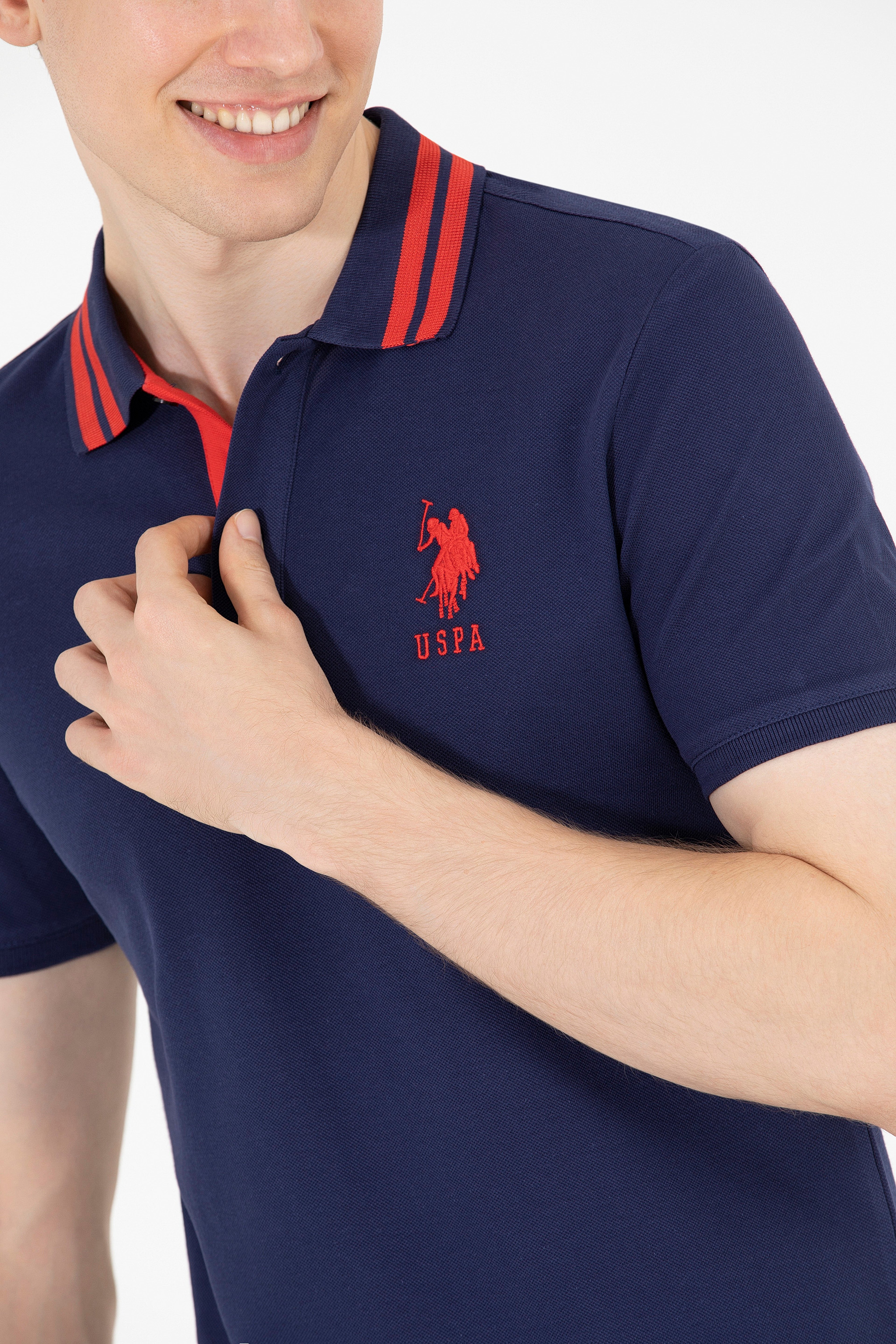 Erkek Lacivert Basic Polo Yaka Tişört - Image 7